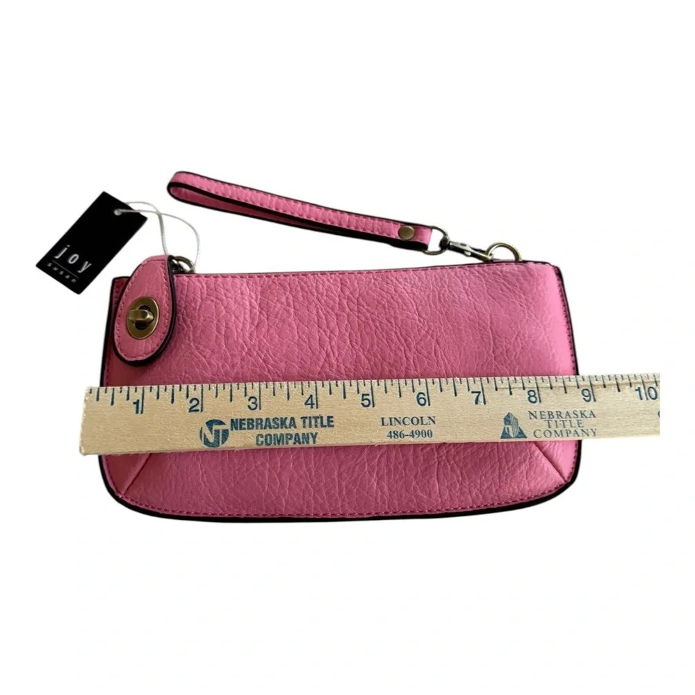 New! Joy Susan Vegan Leather Mini Crossbody Wristlet Clutch Pink Women's Bag
